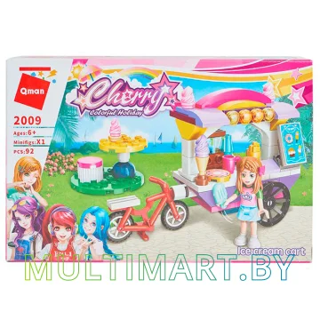 Конструктор Qman Cherry 2009 Тележка с мороженым (92 детали)